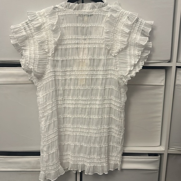NWT gorgeous Anthropologie sarah hann white ruched blouse M - Picture 12 of 15